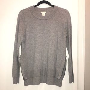 Grey zipper detail pullover sweater